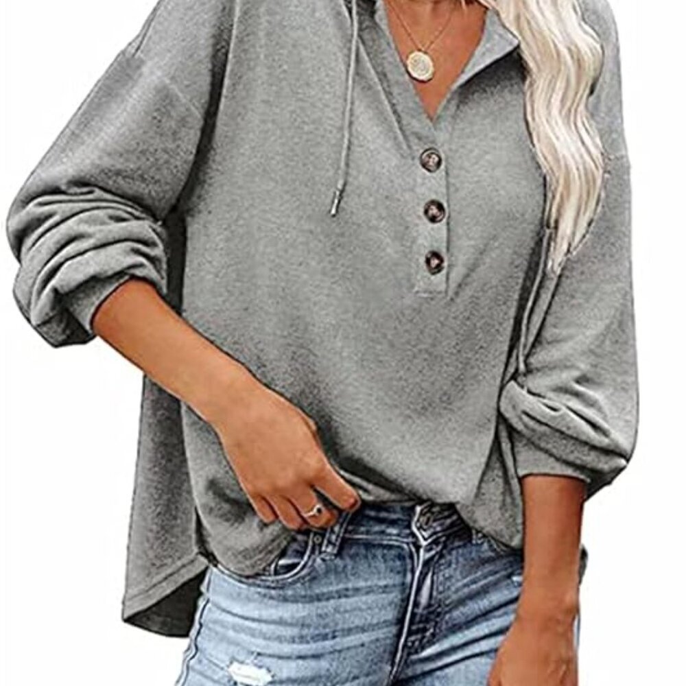 3/$30 Womens long sleeve tops casual (wine/grey) 2 colors - Picture 12 of 16